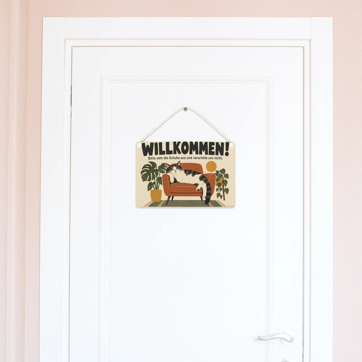Deko Schild Katze entspannt Design