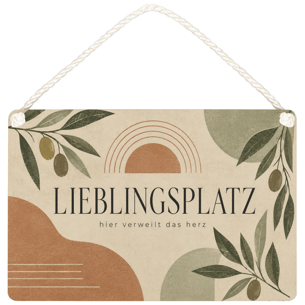 Gemütliches Schild für den Lieblingsplatz mit Olivenblättern|p:2017539|h:d5449d4a11ae7ea7026907b08f588fa4