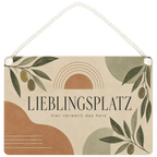 Gemütliches Schild für den Lieblingsplatz mit Olivenblättern|p:2017539|h:d5449d4a11ae7ea7026907b08f588fa4