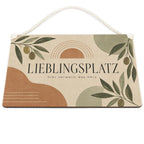 Gemütliches Schild für den Lieblingsplatz mit Olivenblättern|p:2017539|h:484e57551871b3ceeec5c6ce5cecb34b