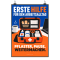 Lustiges Plakat zur Ersten Hilfe fürs Büro