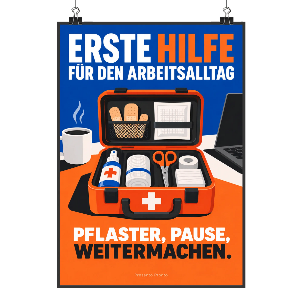 Lustiges Plakat zur Ersten Hilfe fürs Büro