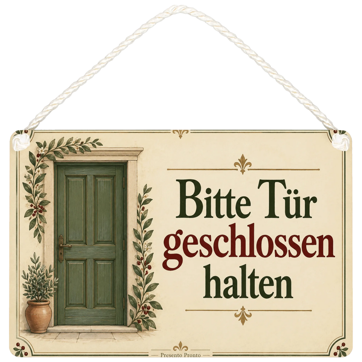 Freundliches Schild Bitte Tür geschlossen halten für Zuhause