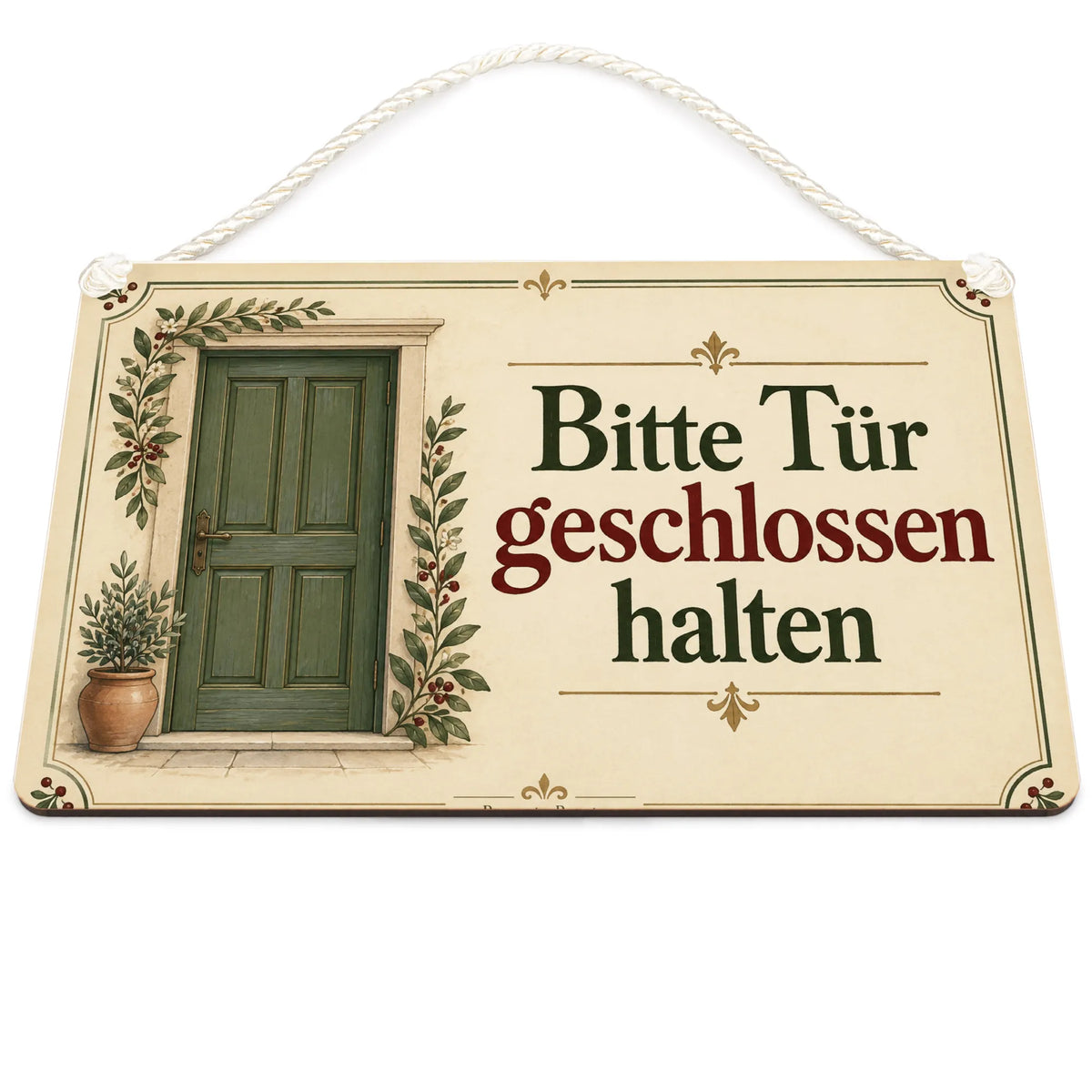 Freundliches Schild Bitte Tür geschlossen halten für Zuhause