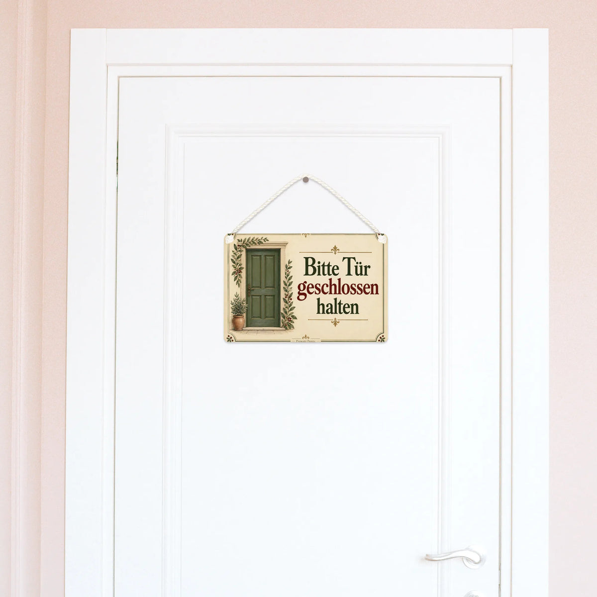 Freundliches Schild Bitte Tür geschlossen halten für Zuhause