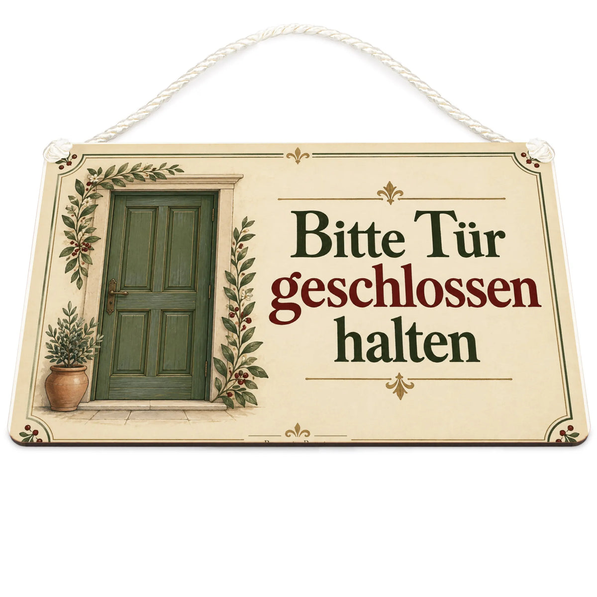 Freundliches Schild Bitte Tür geschlossen halten für Zuhause