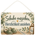 Lustiges Schild zum Schuhe ausziehen für Gäste mit Hausschuhen