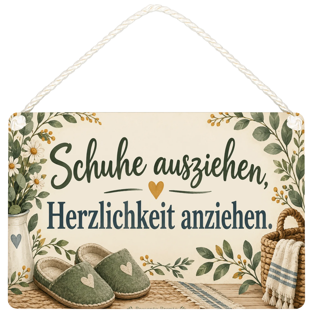 Lustiges Schild zum Schuhe ausziehen für Gäste mit Hausschuhen