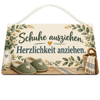 Lustiges Schild zum Schuhe ausziehen für Gäste mit Hausschuhen|p:2017608|h:a1ee719244ffe0a3d667a15c5007184f