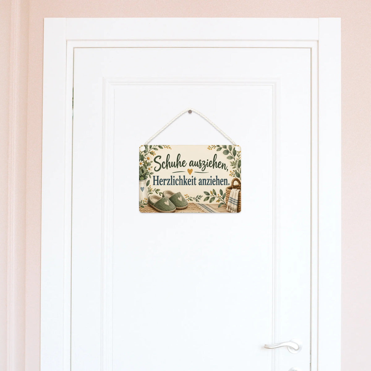 Lustiges Schild zum Schuhe ausziehen für Gäste mit Hausschuhen