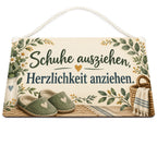Lustiges Schild zum Schuhe ausziehen für Gäste mit Hausschuhen|p:2017610|h:c3b057ece607b40f20172b13c7f5dc34