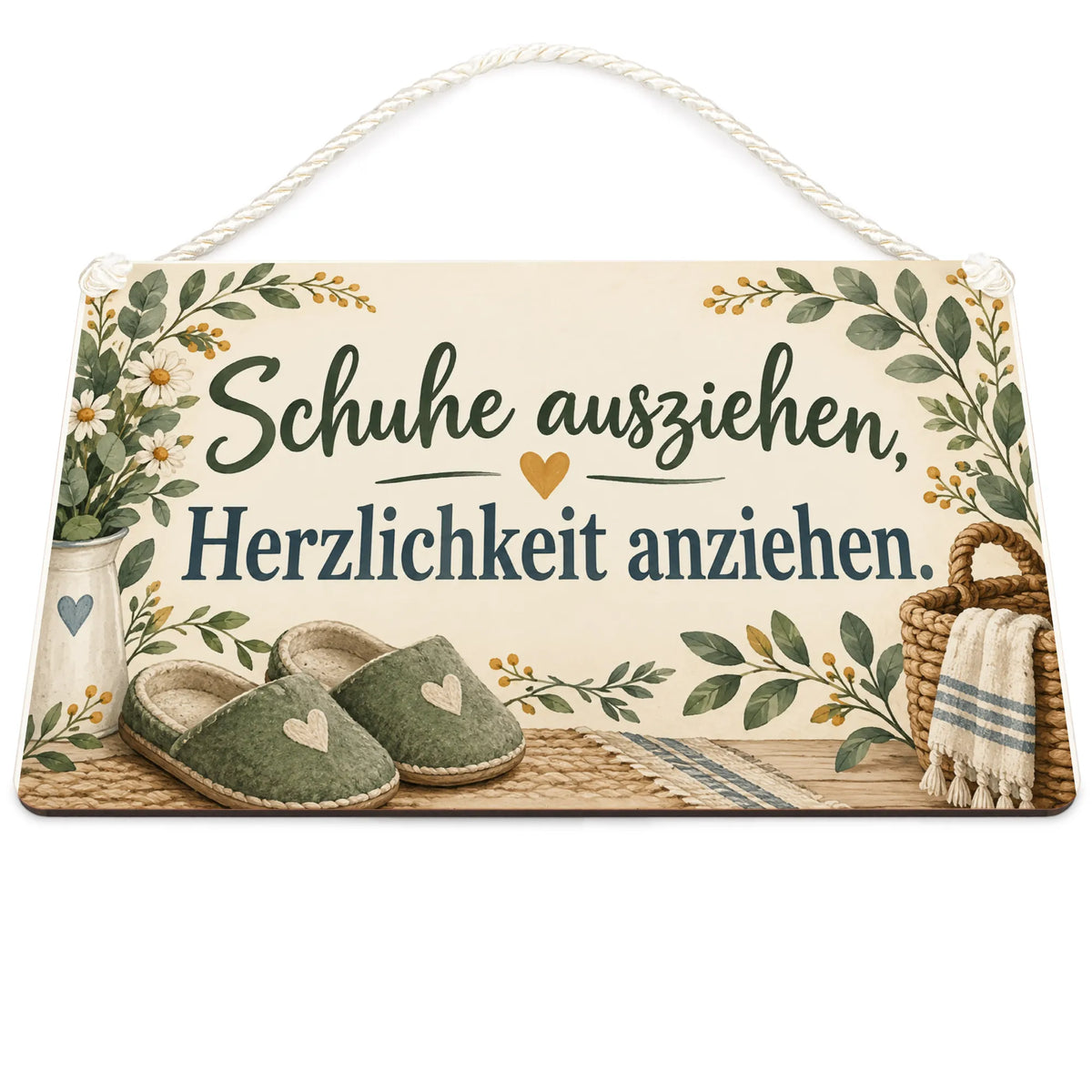 Lustiges Schild zum Schuhe ausziehen für Gäste mit Hausschuhen
