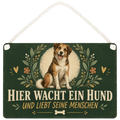 Herzliches Schild für Hundebesitzer mit freundlichem Mischling