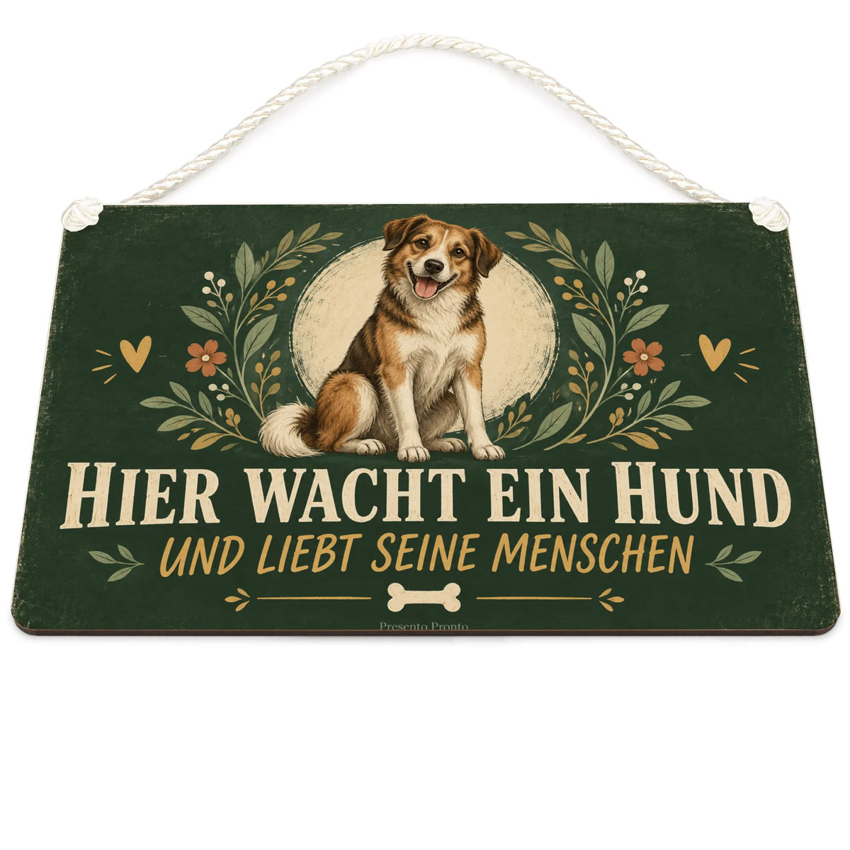 Herzliches Schild für Hundebesitzer mit freundlichem Mischling