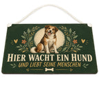 Herzliches Schild für Hundebesitzer mit freundlichem Mischling|p:2017687|h:e180e3554a3aa8f223de612095c33ee3