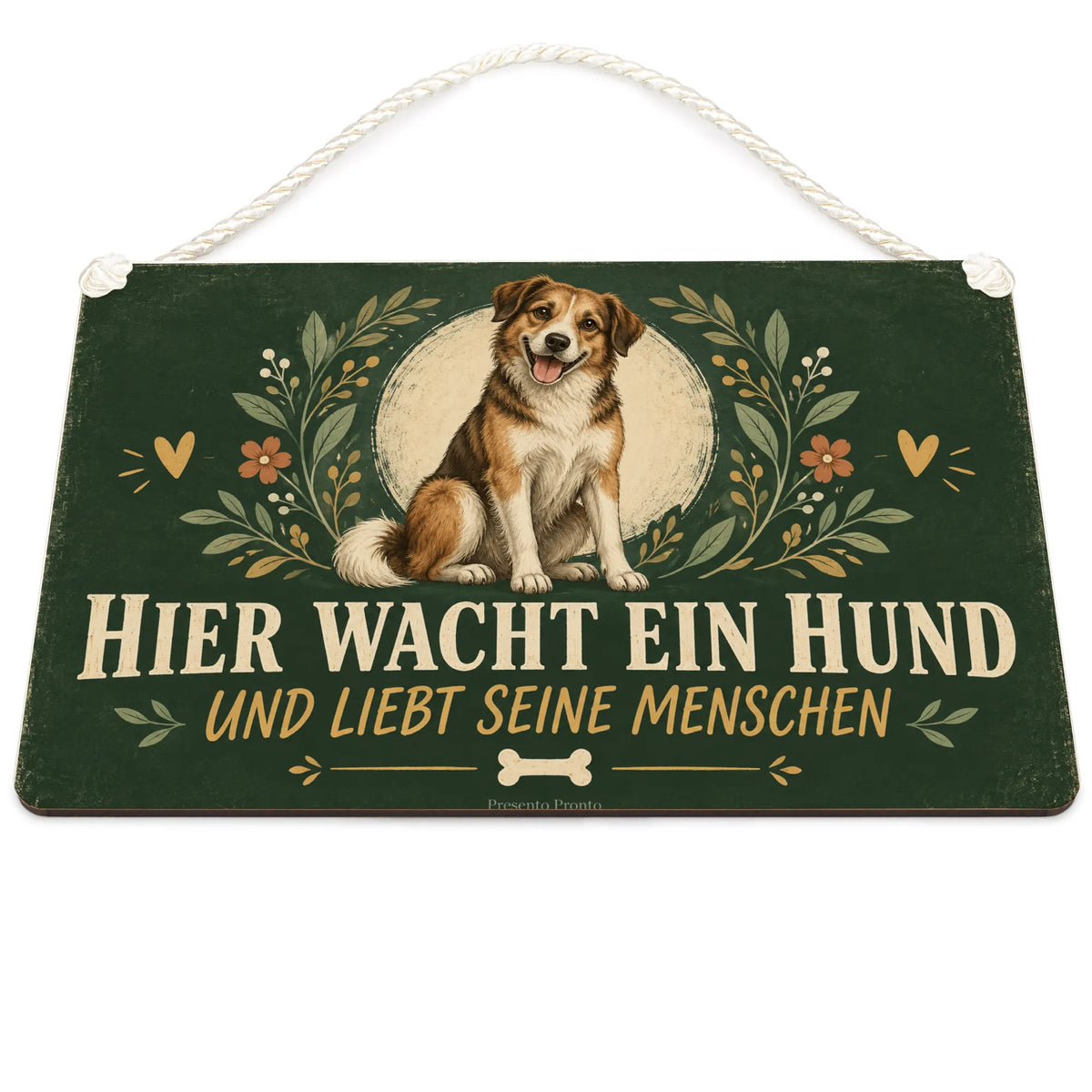 Herzliches Schild für Hundebesitzer mit freundlichem Mischling