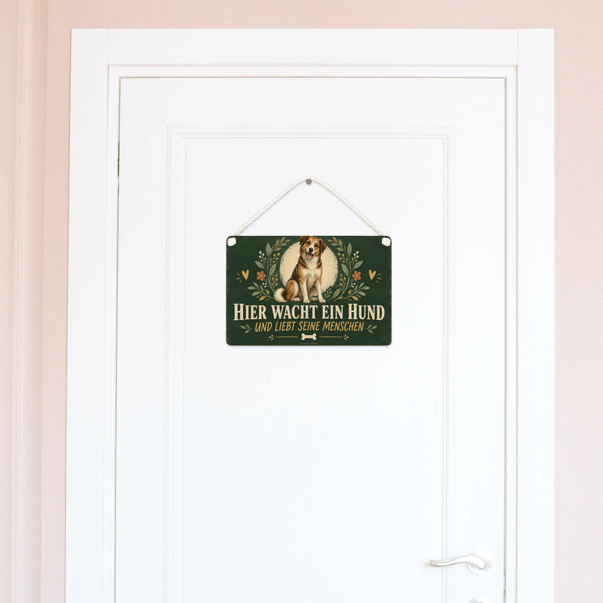 Herzliches Schild für Hundebesitzer mit freundlichem Mischling