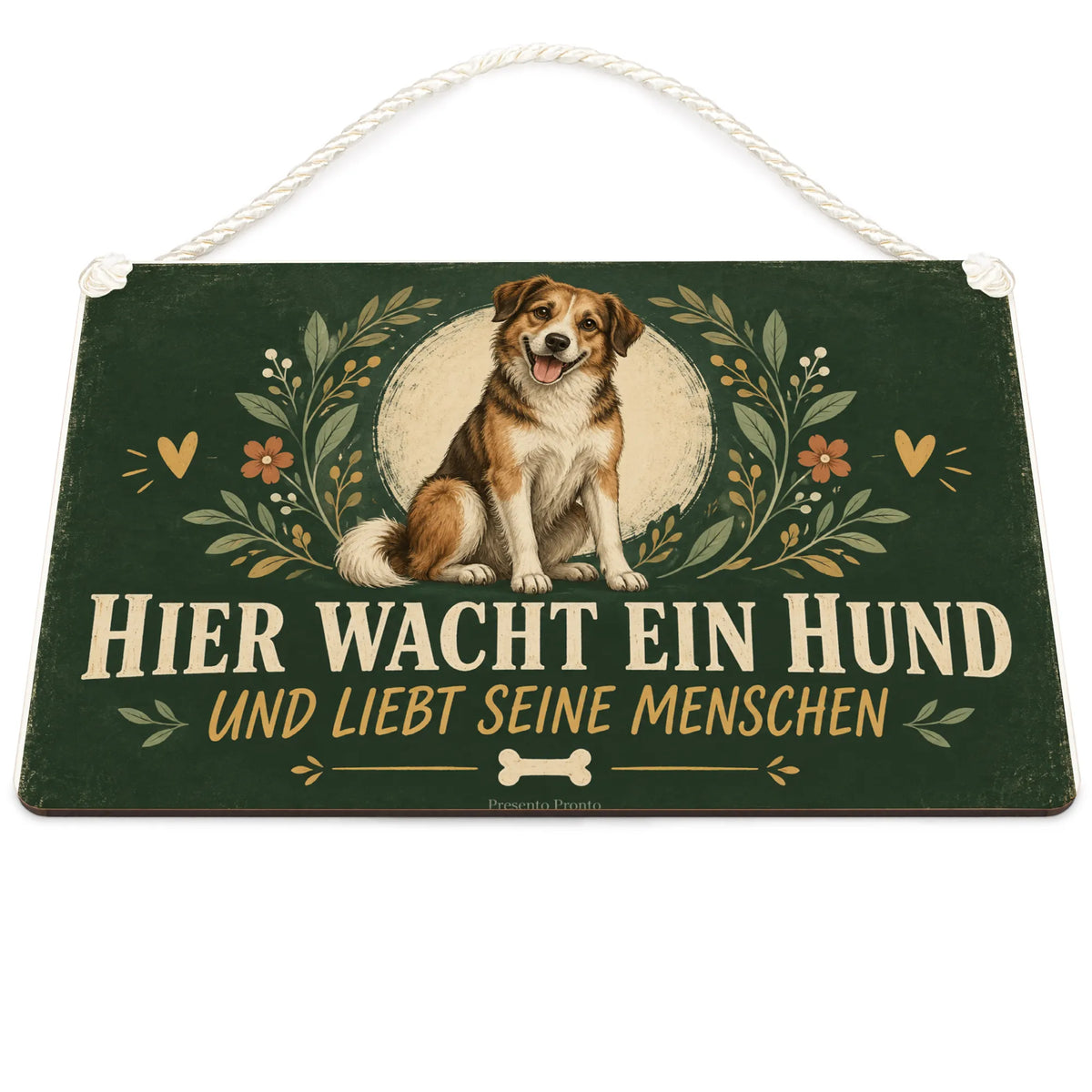 Herzliches Schild für Hundebesitzer mit freundlichem Mischling