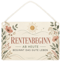 Elegantes Schild zur Rente mit Wildblumen zum Rentenbeginn