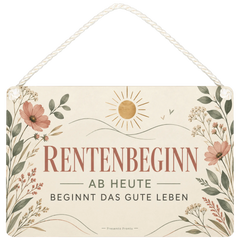 Elegantes Schild zur Rente mit Wildblumen zum Rentenbeginn