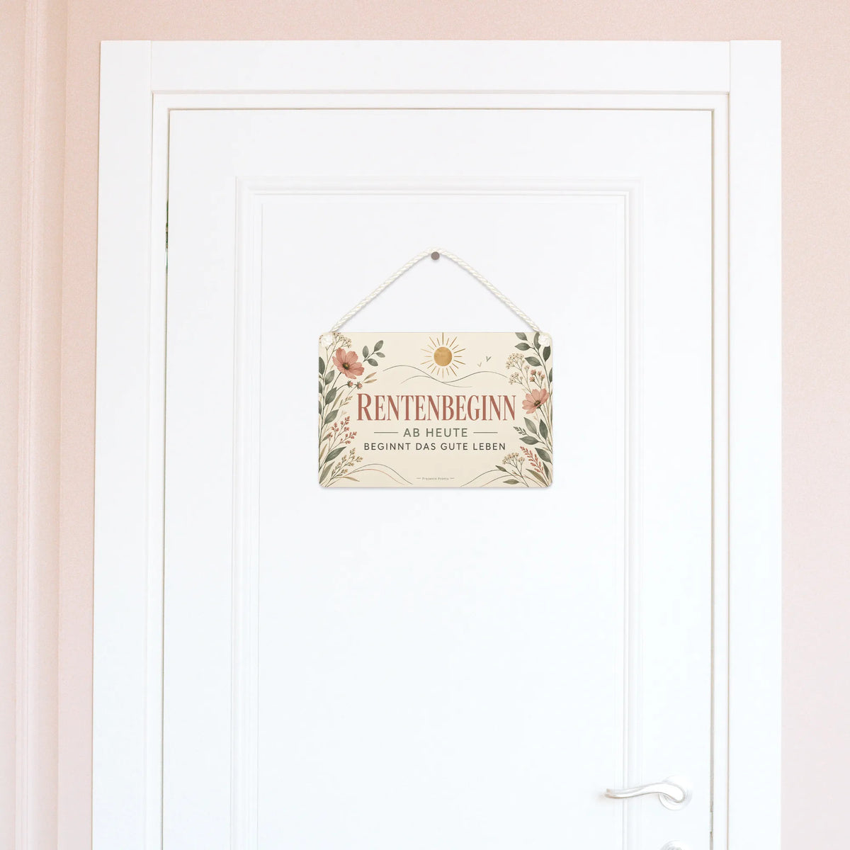 Elegantes Schild zur Rente mit Wildblumen zum Rentenbeginn