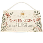 Elegantes Schild zur Rente mit Wildblumen zum Rentenbeginn|p:2017704|h:04dcd0fd22aa85a9bda8c9ce5342fecb