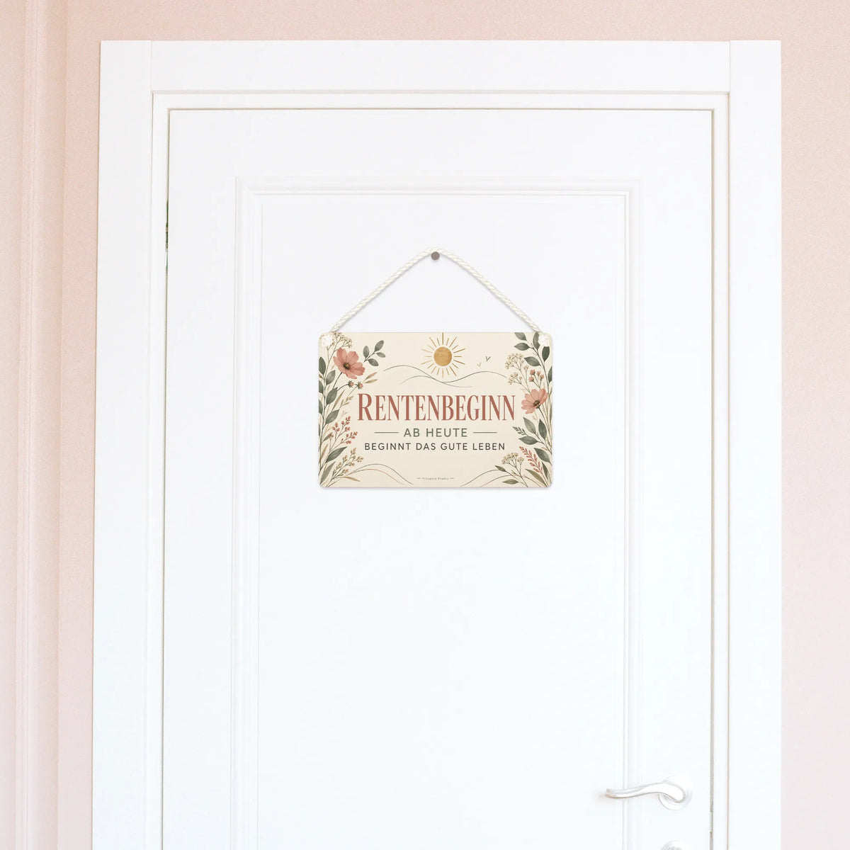 Elegantes Schild zur Rente mit Wildblumen zum Rentenbeginn