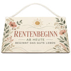 Elegantes Schild zur Rente mit Wildblumen zum Rentenbeginn|p:2017706|h:cbe8451a3cd15ab76420e530e51ebbfb