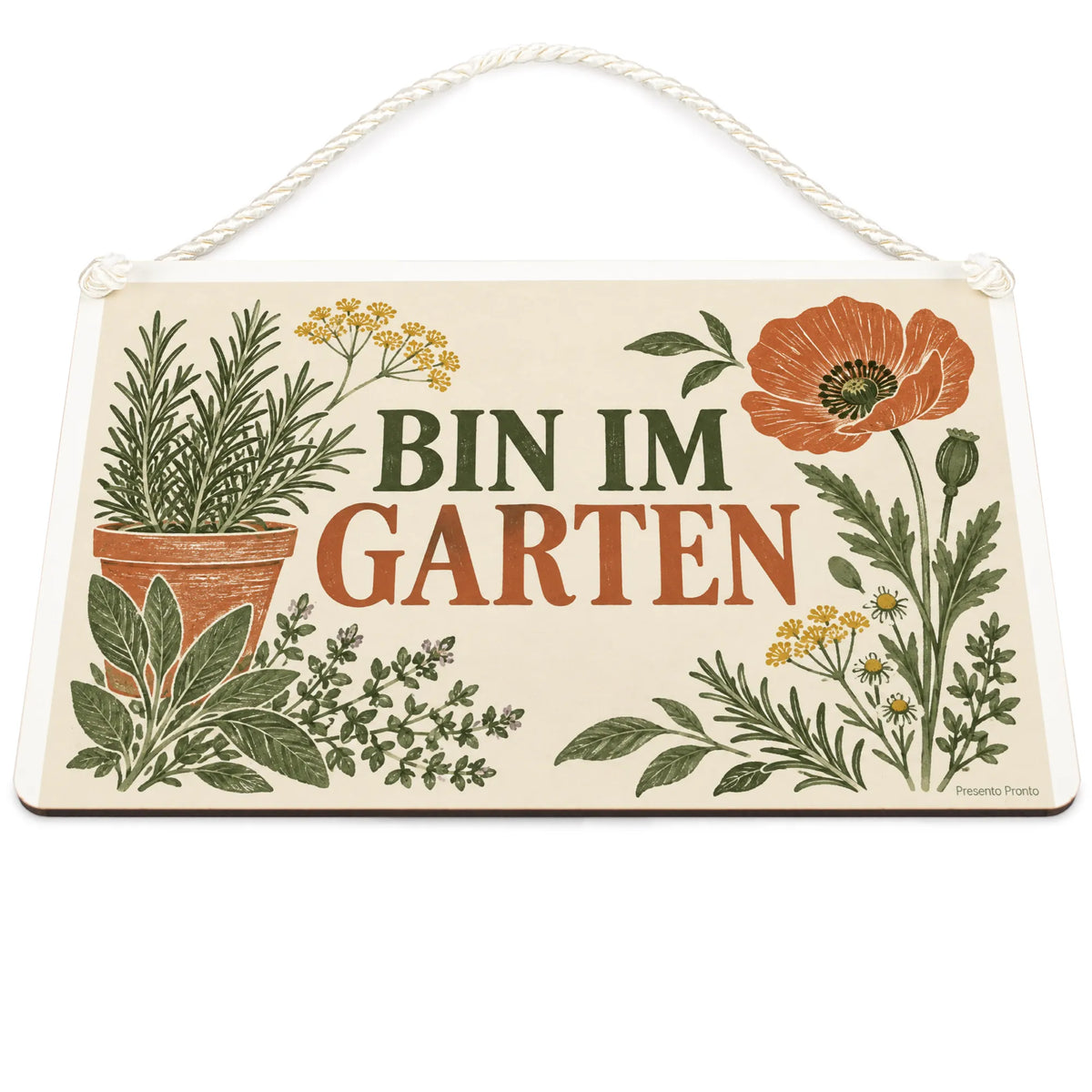 Natürliches Schild Bin im Garten für Gartenliebhaber