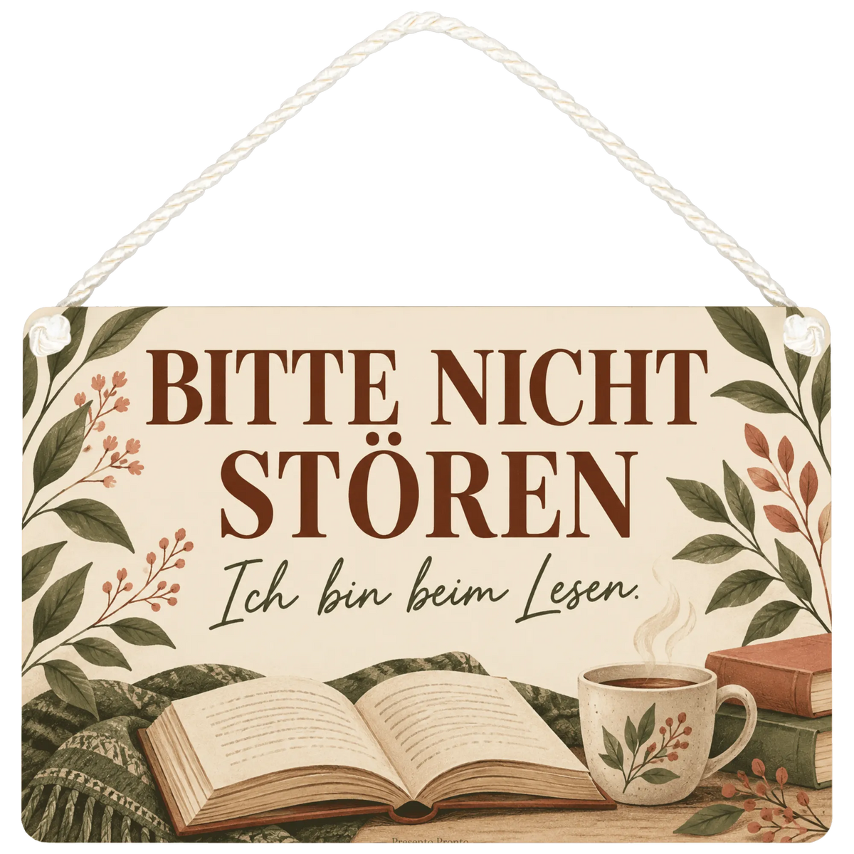 Gemütliches Schild bitte nicht stören für Leser mit Buch