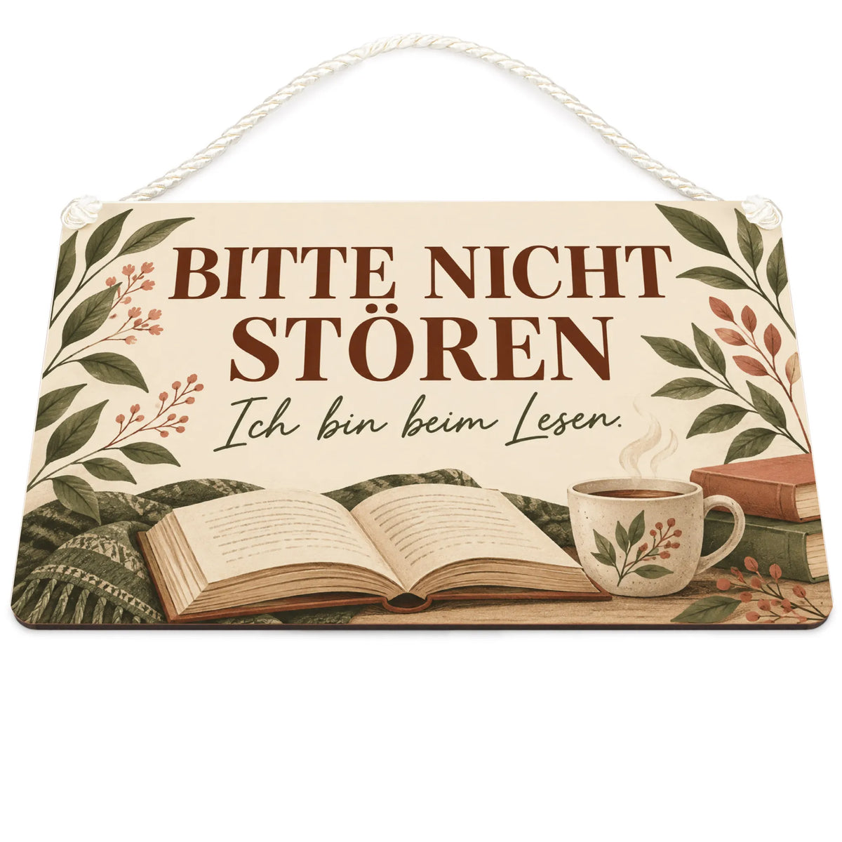 Gemütliches Schild bitte nicht stören für Leser mit Buch