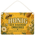 Nostalgisches Schild für Honig aus eigener Imkerei mit Biene