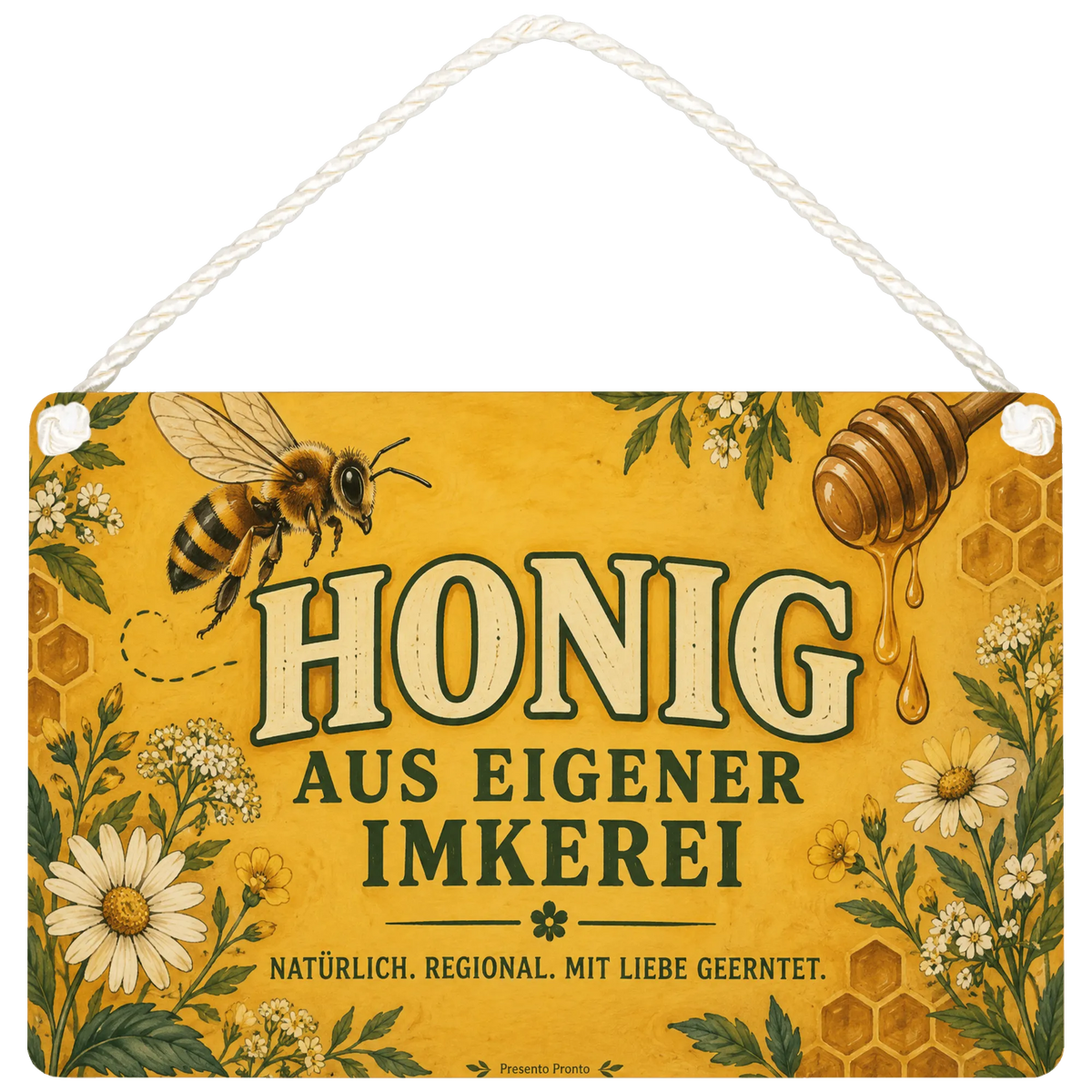 Nostalgisches Schild für Honig aus eigener Imkerei mit Biene