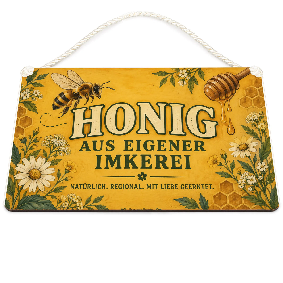 Nostalgisches Schild für Honig aus eigener Imkerei mit Biene