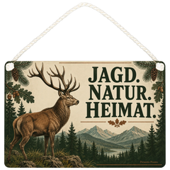 Rustikales Jagdschild für Jäger mit Rothirsch
