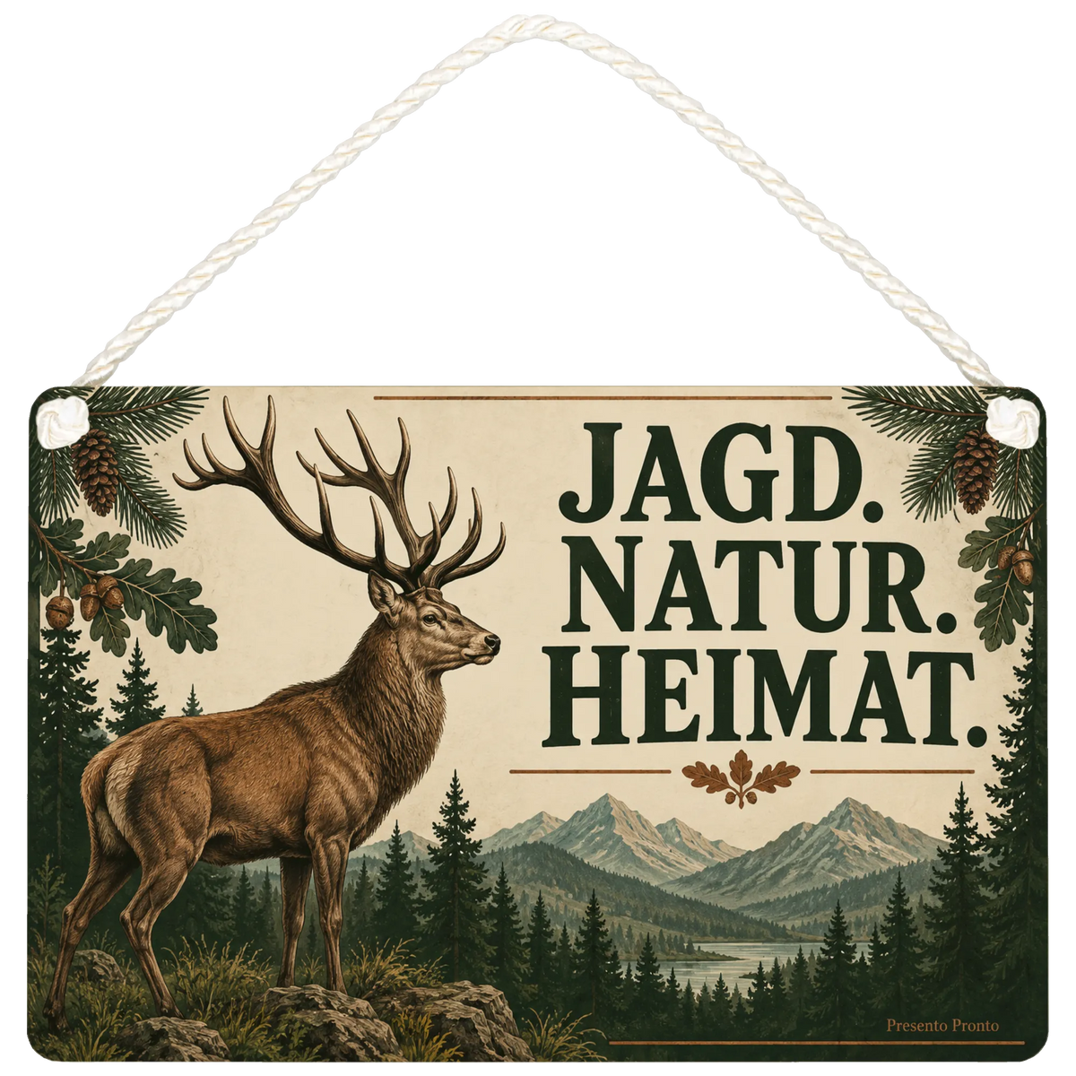 Rustikales Jagdschild für Jäger mit Rothirsch