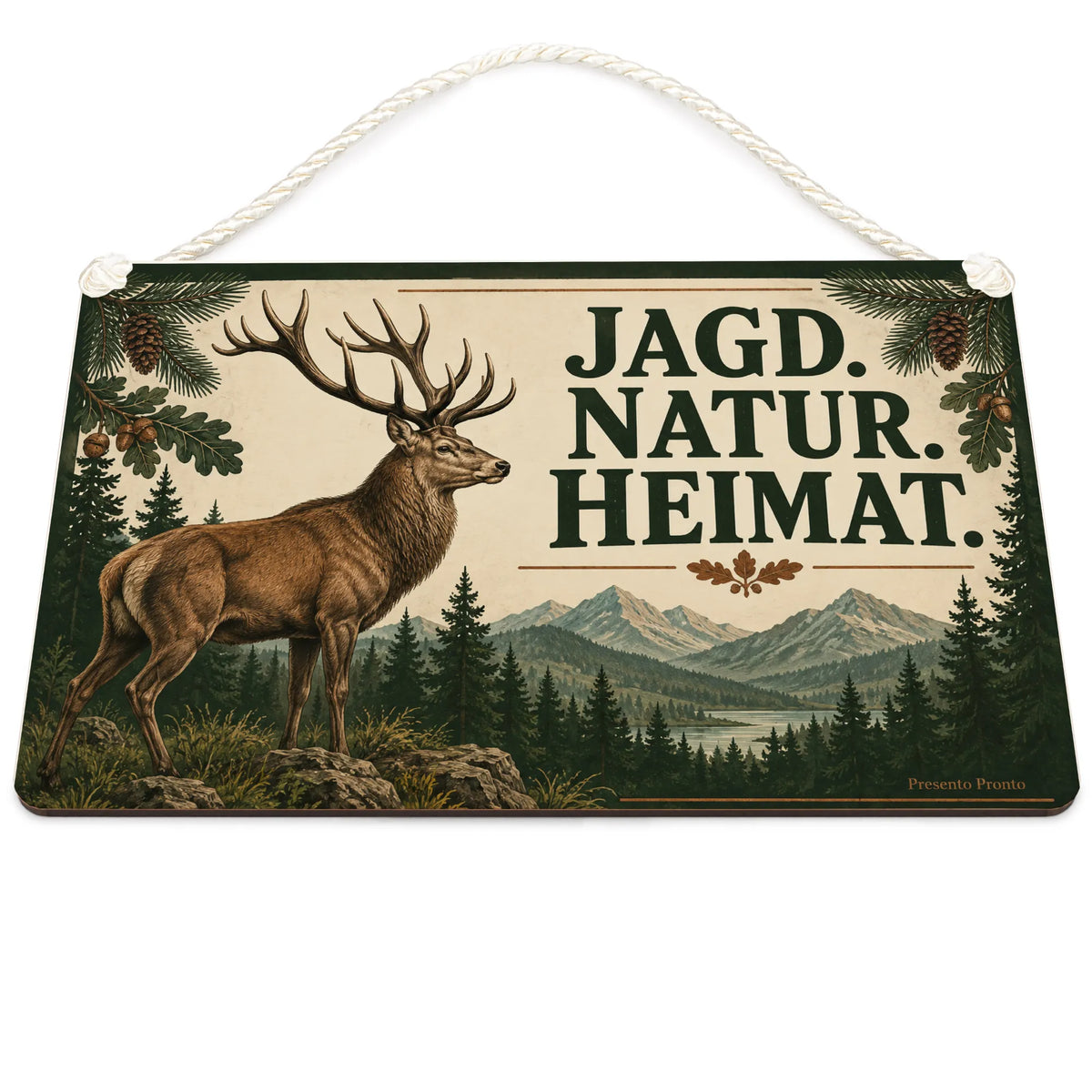 Rustikales Jagdschild für Jäger mit Rothirsch