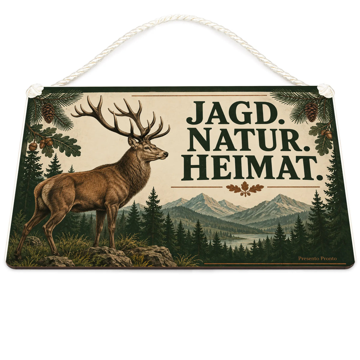Rustikales Jagdschild für Jäger mit Rothirsch