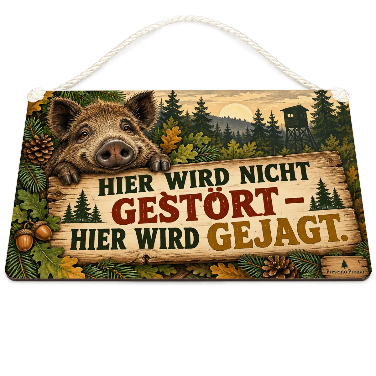 Lustiges Jagdschild für Jäger mit Wildschwein