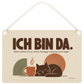 Lustiges Schild fürs Büro mit ruhender Katze