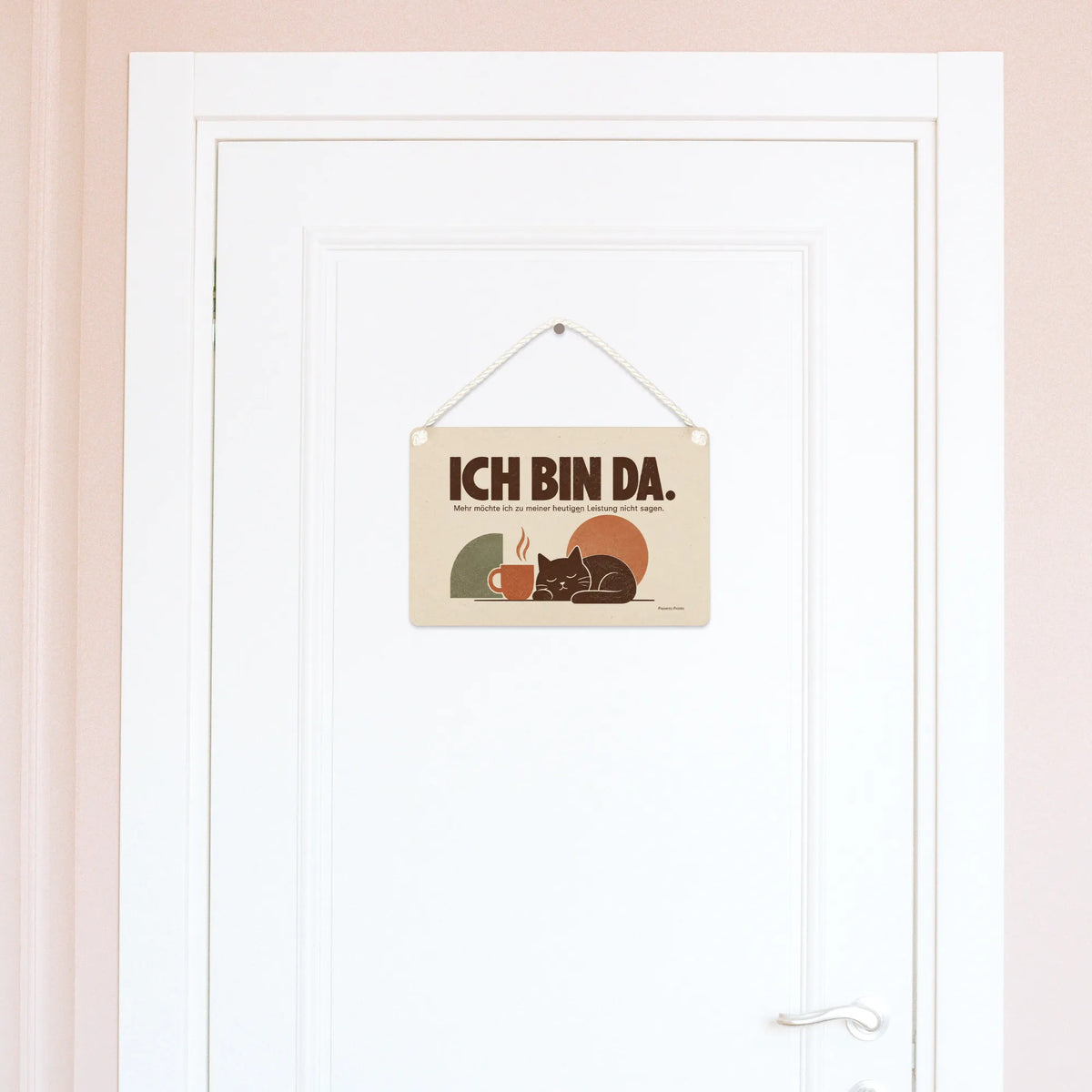 Lustiges Schild fürs Büro mit ruhender Katze