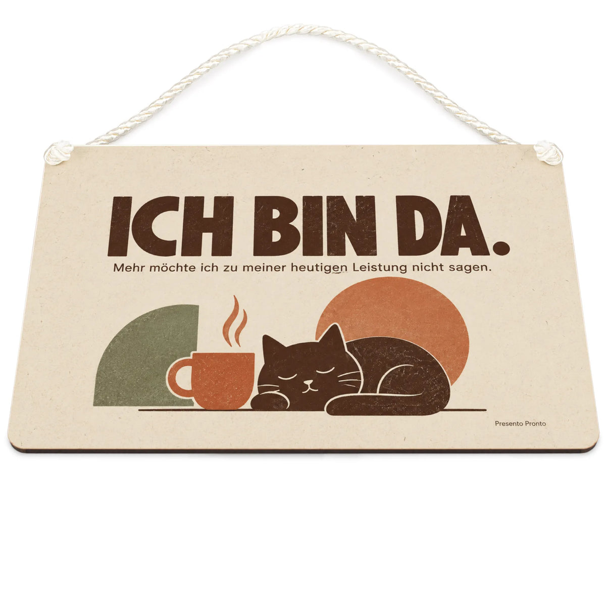 Lustiges Schild fürs Büro mit ruhender Katze