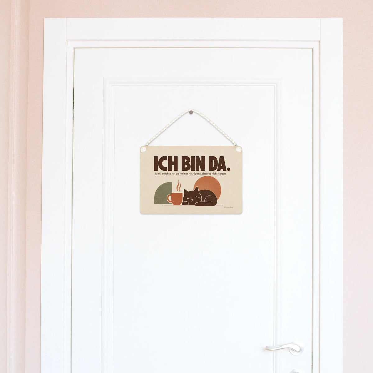 Lustiges Schild fürs Büro mit ruhender Katze
