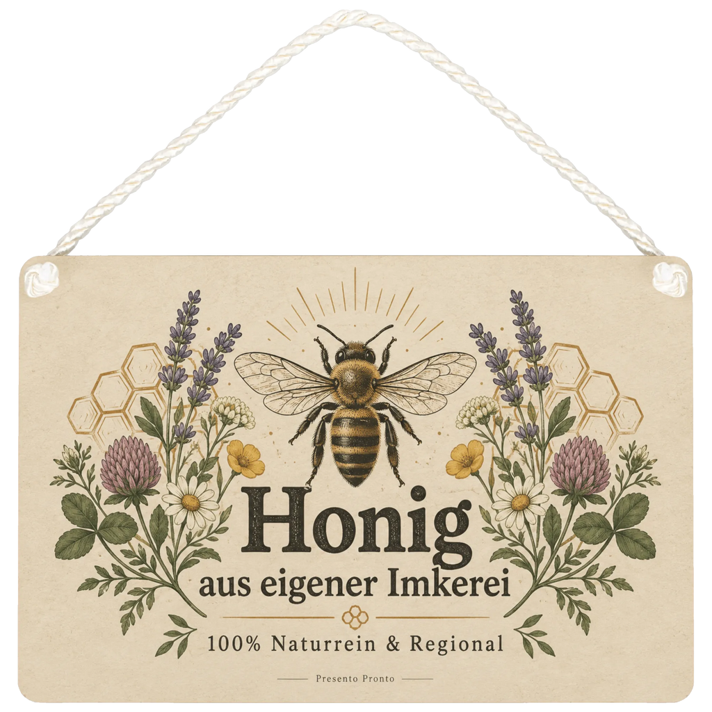 Rustikales Schild für Honig aus eigener Imkerei mit Biene|p:2017905|h:b9ceffb8f05ee8be3deed11b915a4a15