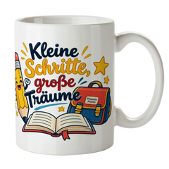 Motivierende Tasse für Schulkinder mit fröhlichem Bleistift