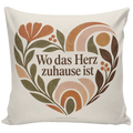 Gemütliches Herzkissen zum Einzug mit Blättern in Terrakotta