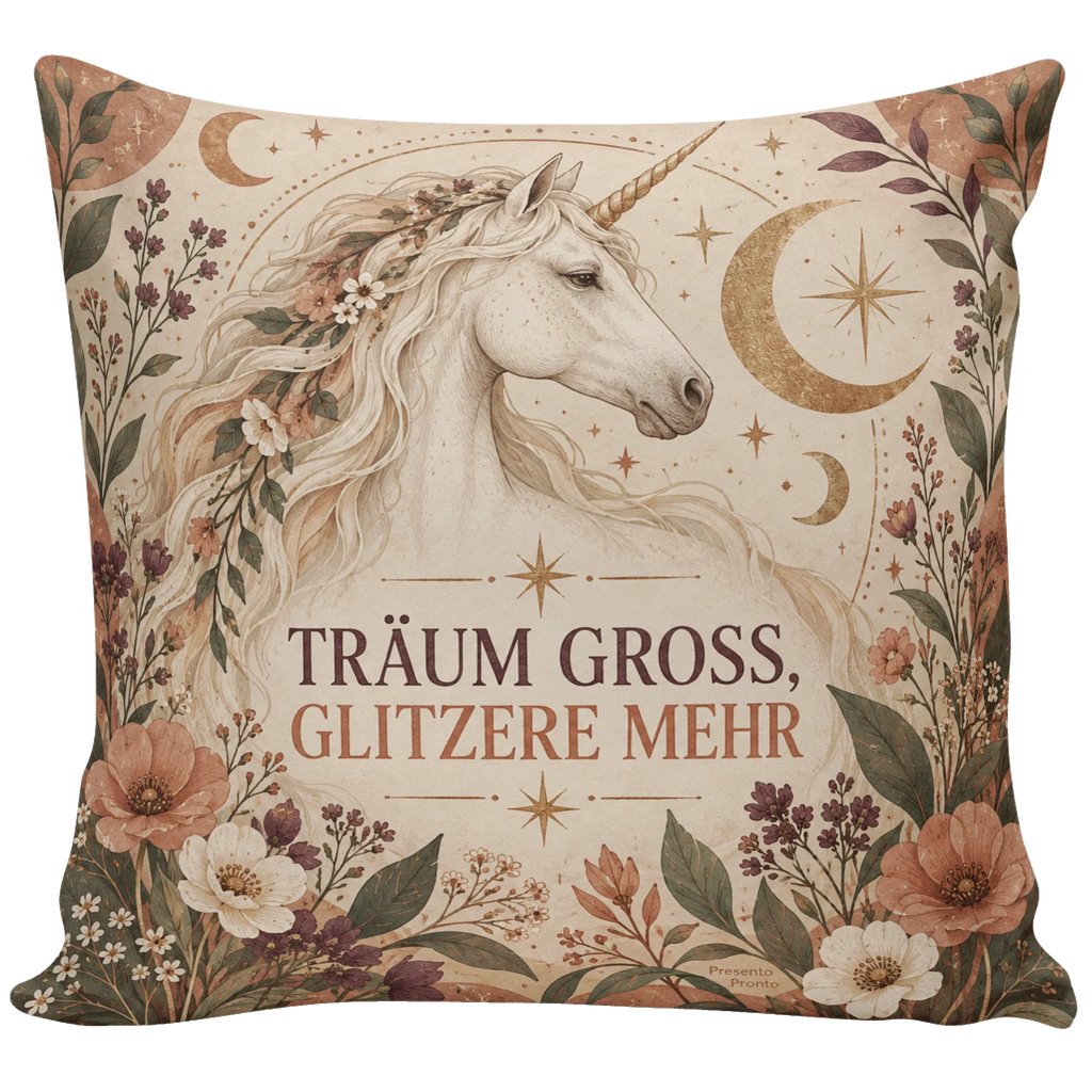 Inspirierendes Einhorn-Kissen für Mädchen mit Wildblumen|p:2017988|h:30e6c26a174bc4150b31bde2b63eb0c1