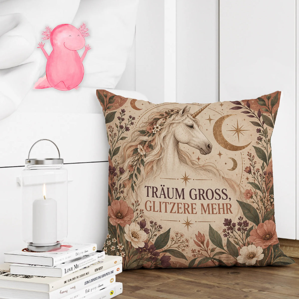 Inspirierendes Einhorn-Kissen für Mädchen mit Wildblumen