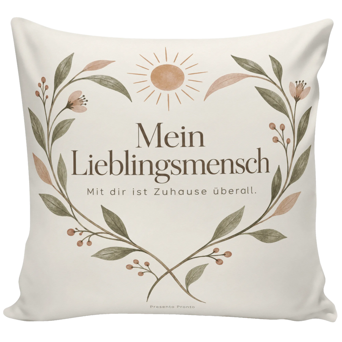 Liebevolles Kissen für den Lieblingsmenschen mit Herz aus Blättern