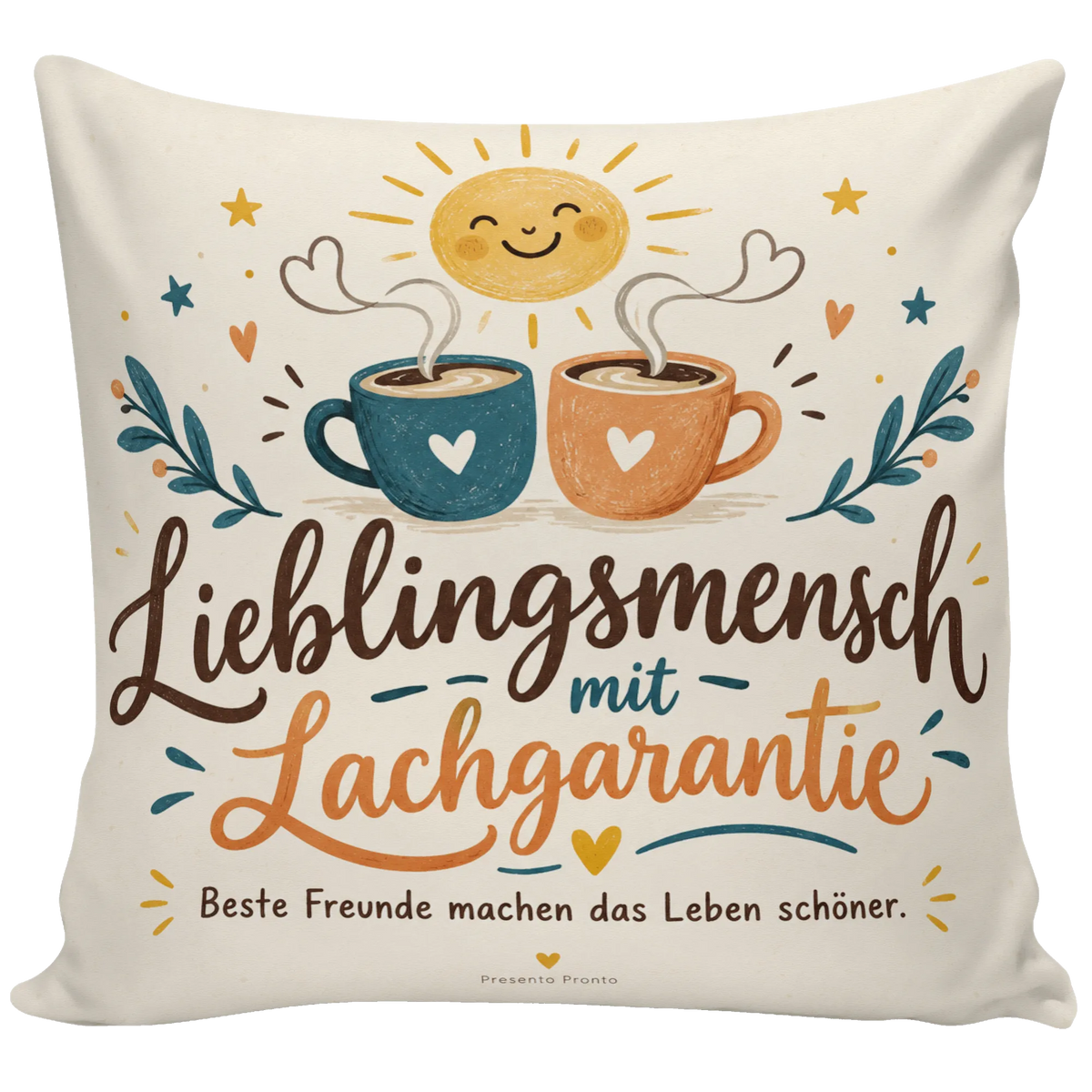 Lustiges Kissen für den Lieblingsmenschen mit Kaffeetassen